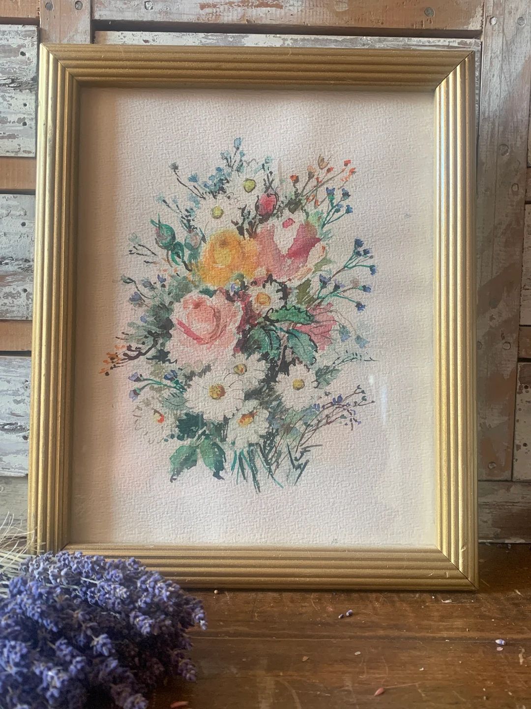 Original Vintage Watercolor Painting "Lovely Bouquet of Flowers" Framed, Original Art Painting, V... | Etsy (US)