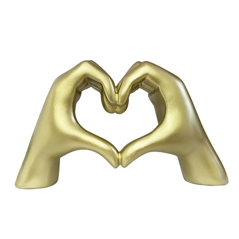 Mainstays Heart Hands 9” Home Decor Gold Resin Figurine | Walmart (US)