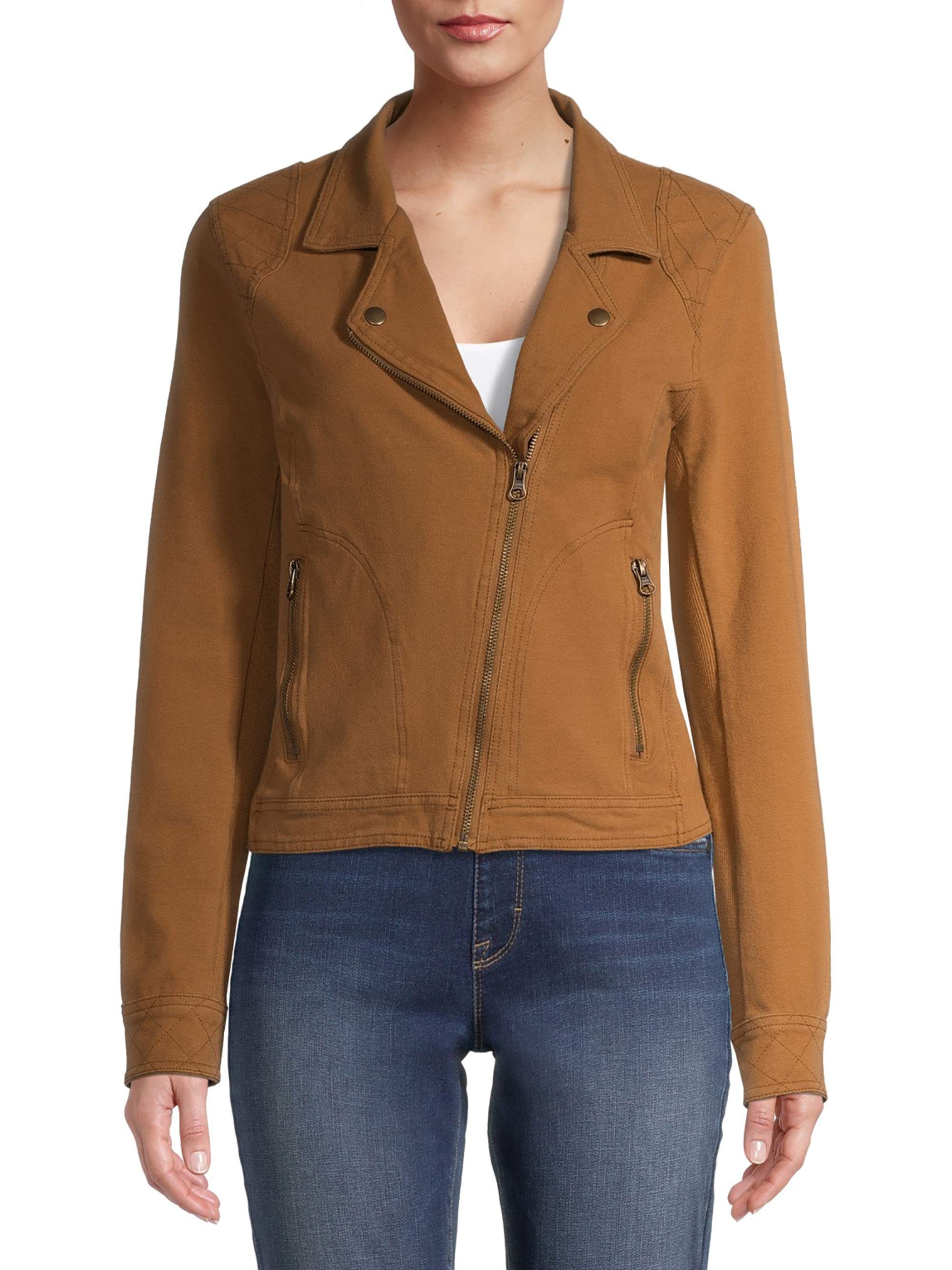 Time and Tru Women's Casual Knit Moto Jacket | Walmart (US)