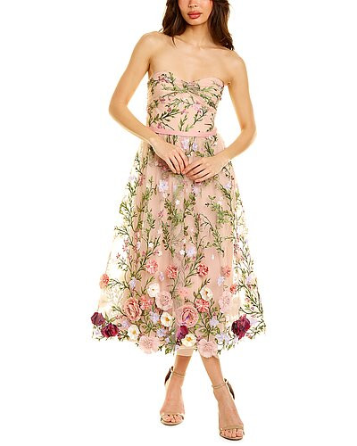 Marchesa Notte Floral Tulle A-Line Dress | Gilt
