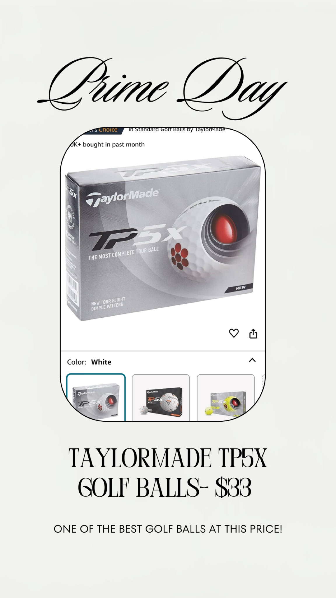 Prime day TaylorMade golf balls at a great price! Obviously we need the nicest gear in the game to play better!

#prime #primeday #amazon 

#LTKSaleAlert #LTKFindsUnder50 #LTKActive