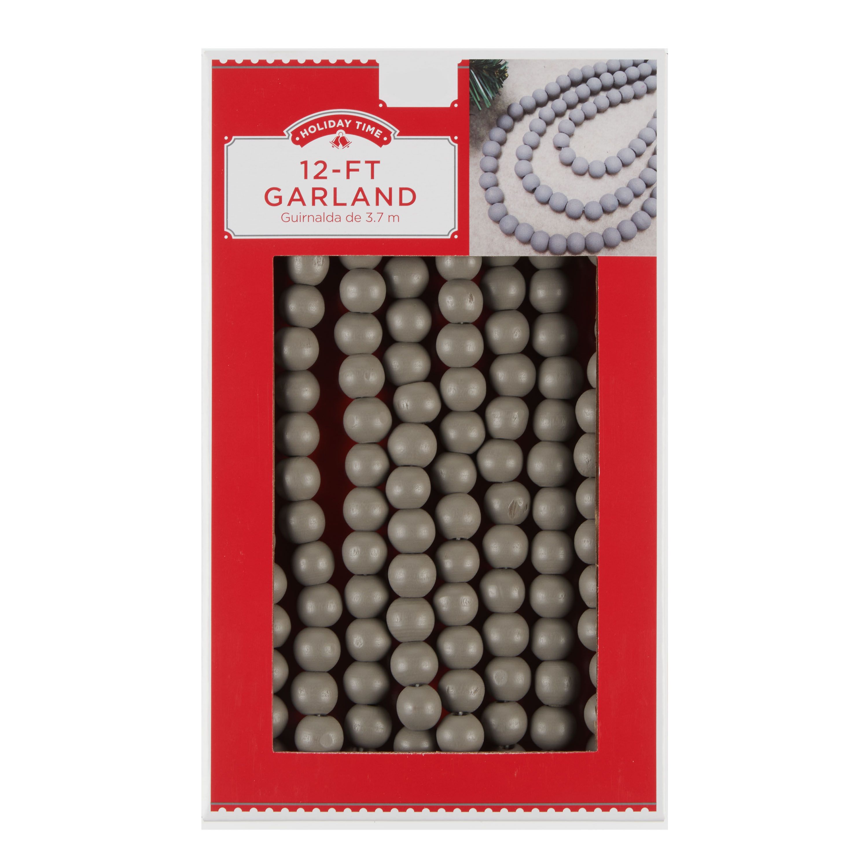 Holiday Time 12feet 14mm Grey Wood Beads Garland | Walmart (US)