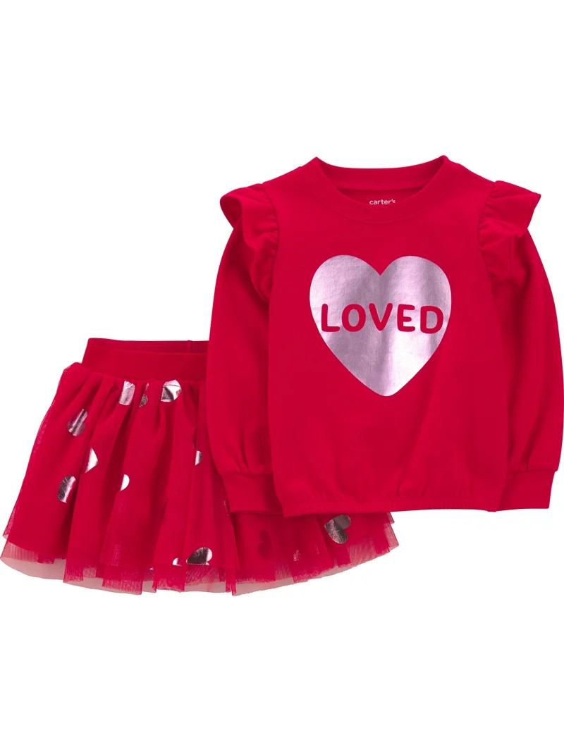 Carter's Child of Mine Baby and Toddler Girl Valentine's Outfit Skirt Set, Sizes 12M-5T | Walmart (US)