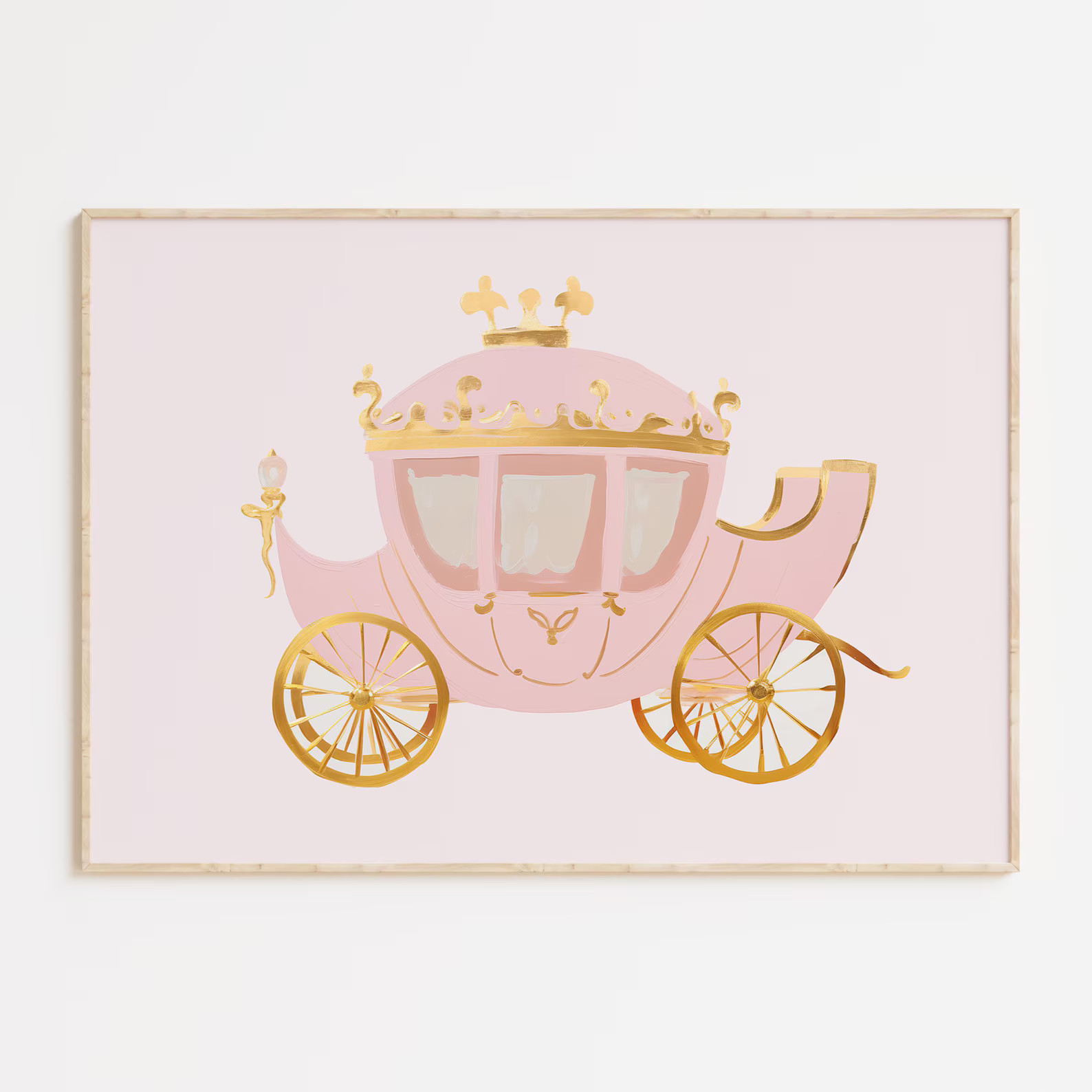 Pink Golden Princess Carriage Print, Digital Download, Magical Fairytale Print, Nursery Wall Art,... | Etsy (US)