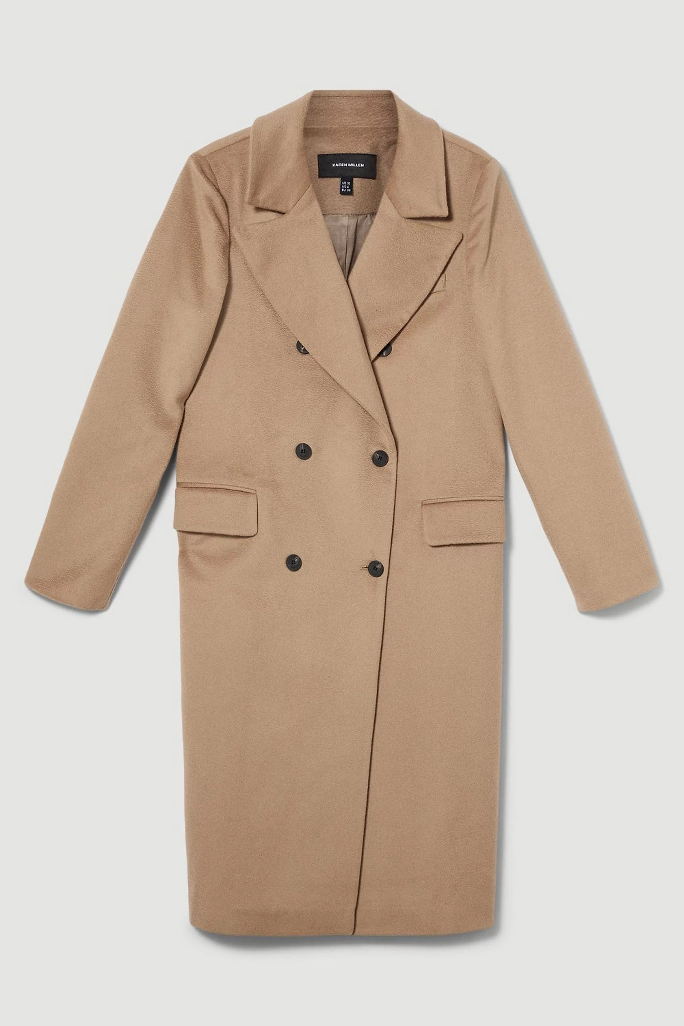 Italian Luxurious Textured Wool Double Breasted Coat | Karen Millen UK + IE + DE + NL