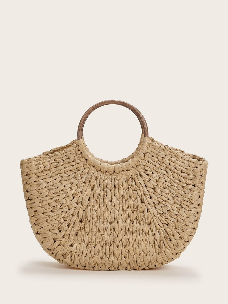 Ring Handle Braided Tote Bag | SHEIN
