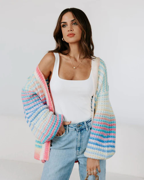 Gayle Knit Stripe Open Front Cardigan | VICI