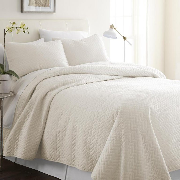 Simply Soft Premium Ultra Soft Herring Pattern Quilted Coverlet Set | Walmart (US)