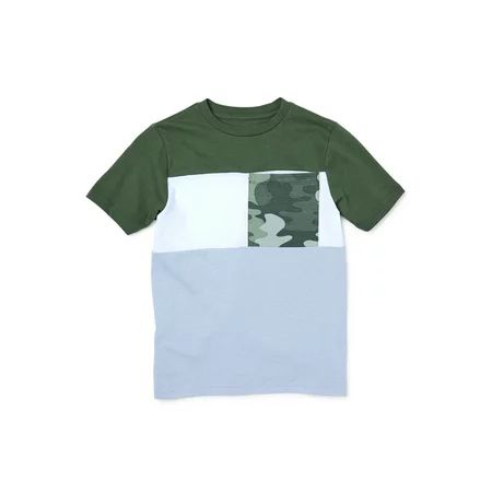 Wonder Nation Boys Color Block Pocket Short Sleeve T-Shirt Sizes 4-18 & Husky | Walmart (US)