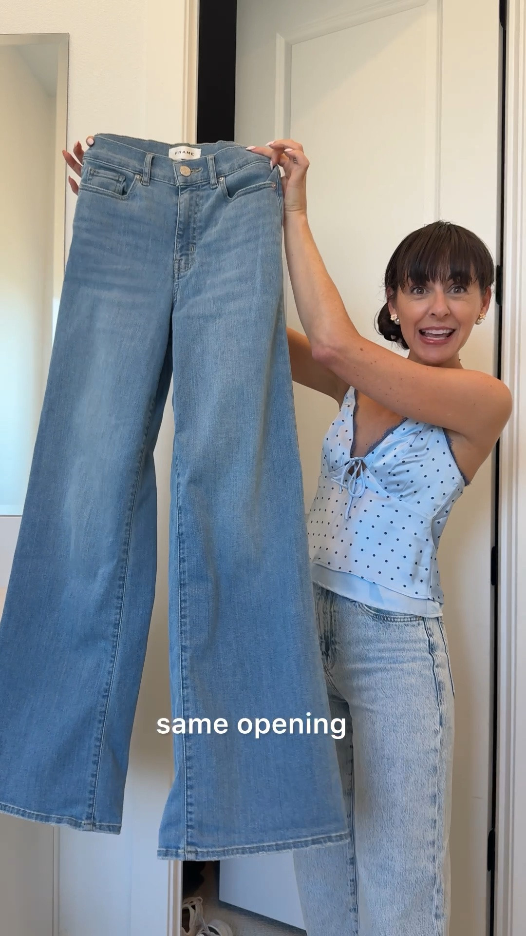 26 years of styling jeans and I still get excited when I find FRAME at this price.

Le Slim Palazzo High Waist Wide Leg. $119.97, was $248. 51% off. The same cut and measurements as the Paige Anessa I wore all summer in Italy. If you loved that jean this is the one.

Le Cropped Mini Boot. $89.97, was $198. 54% off. The cropped length that works with every shoe you own. Sandals now, boots in September.

High Waist Barrel. 119.97, was $268. 55% off. The best barrel I have ever tried. 

Links below.