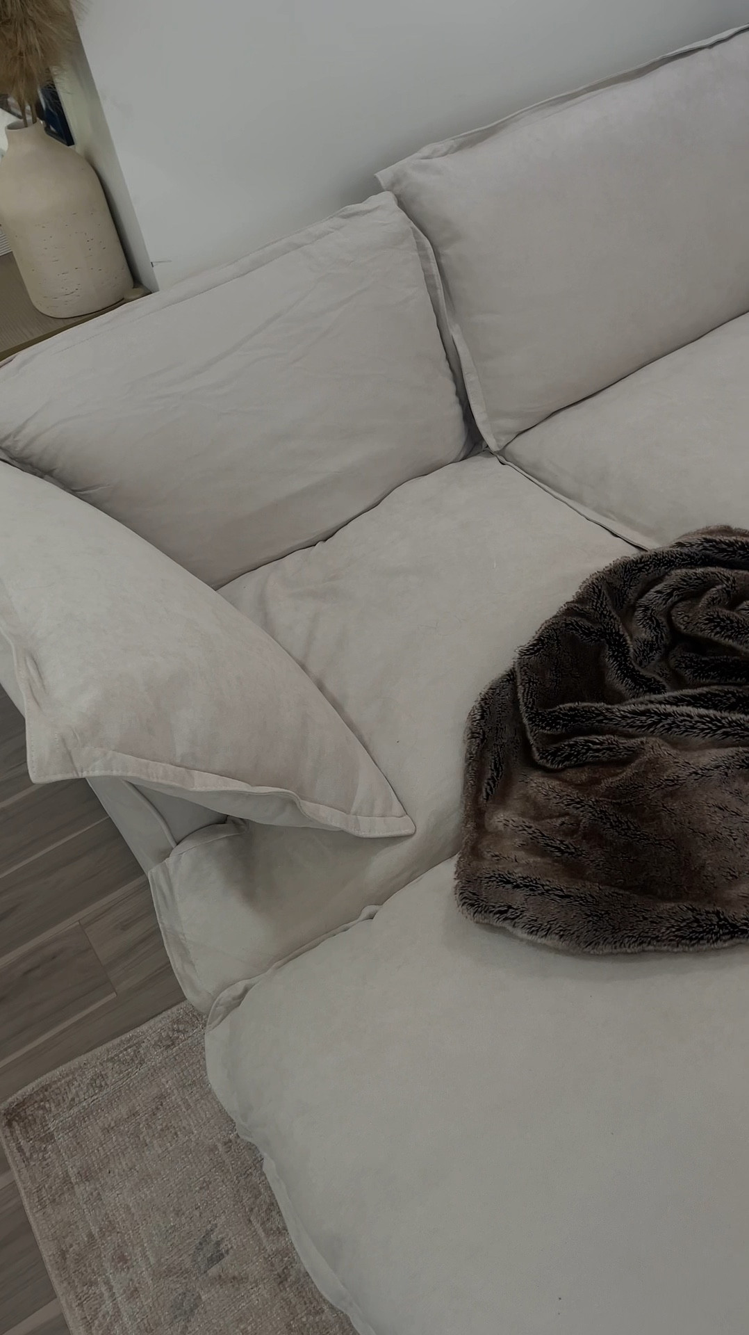 Cloud couch linen dupe and rug for living room modern Italian home furnishing from Home Depot 🏡 

#LTKOver40 #LTKHome #LTKFamily