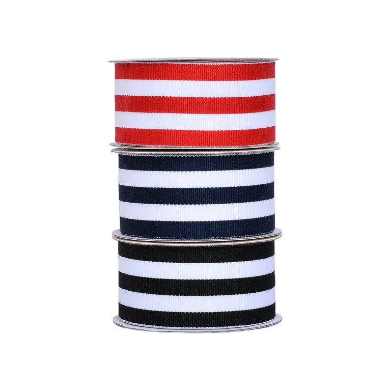 Gwen Studios 1.5" Black and White Stripe Grosgrain Ribbon, 3 Yards - Walmart.com | Walmart (US)