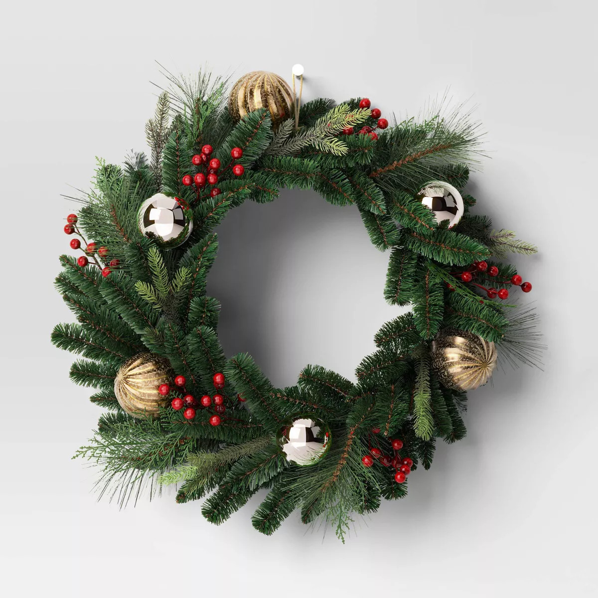 28" Decorated Mixed Greenery Artificial Christmas Wreath Green - Wondershop™ | Target