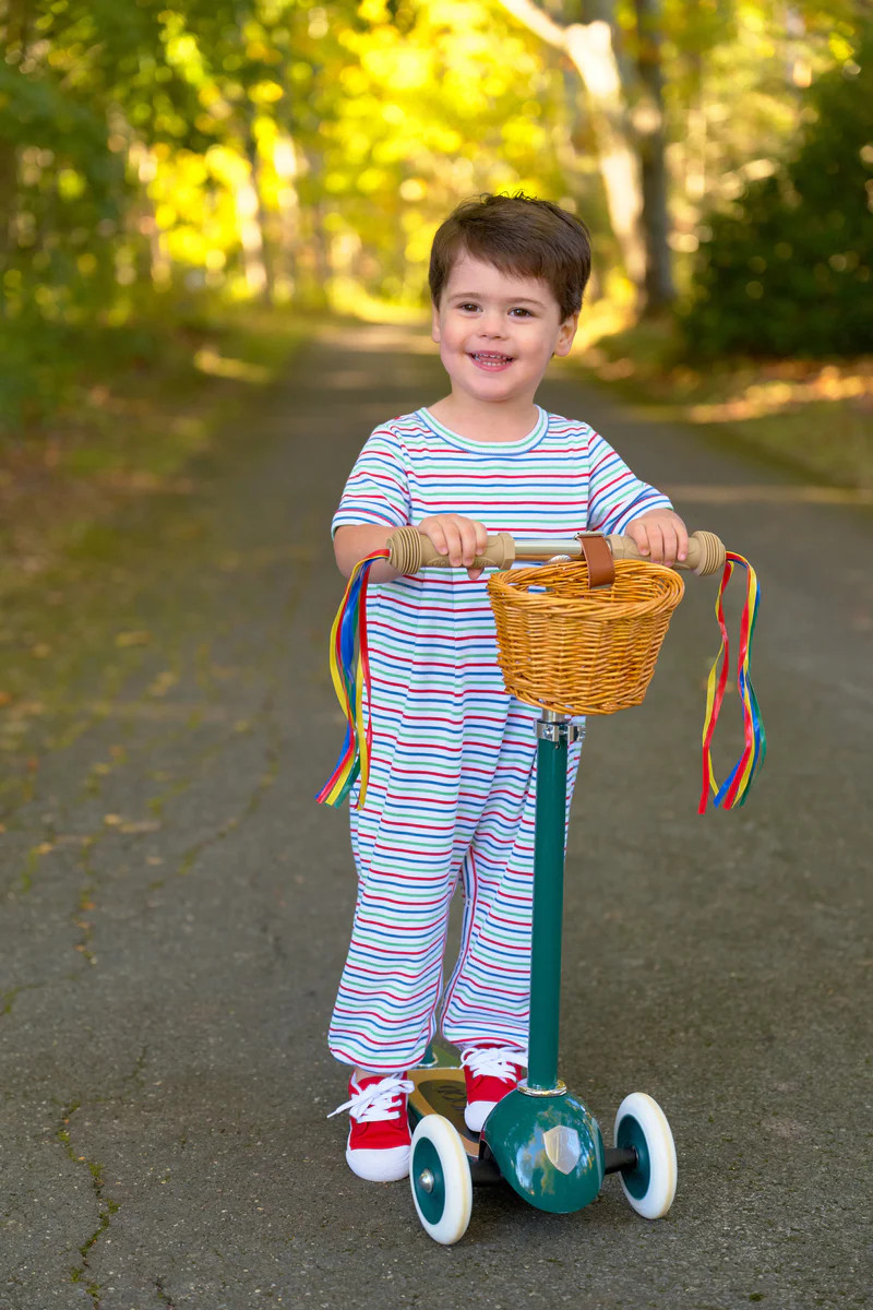 Bradford Romper - Simsbury Stripe with Wood Boat Blue | The Beaufort Bonnet Company