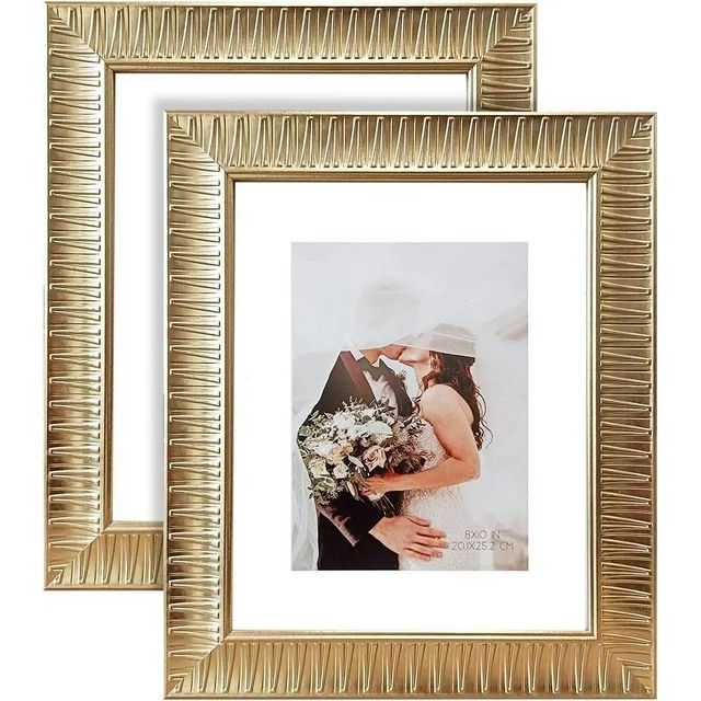 ArtbyHannah 2 Pack 8x10 inch Ornate Champagne Gold Picture Frame Sets for TableTop Display or Wal... | Walmart (US)