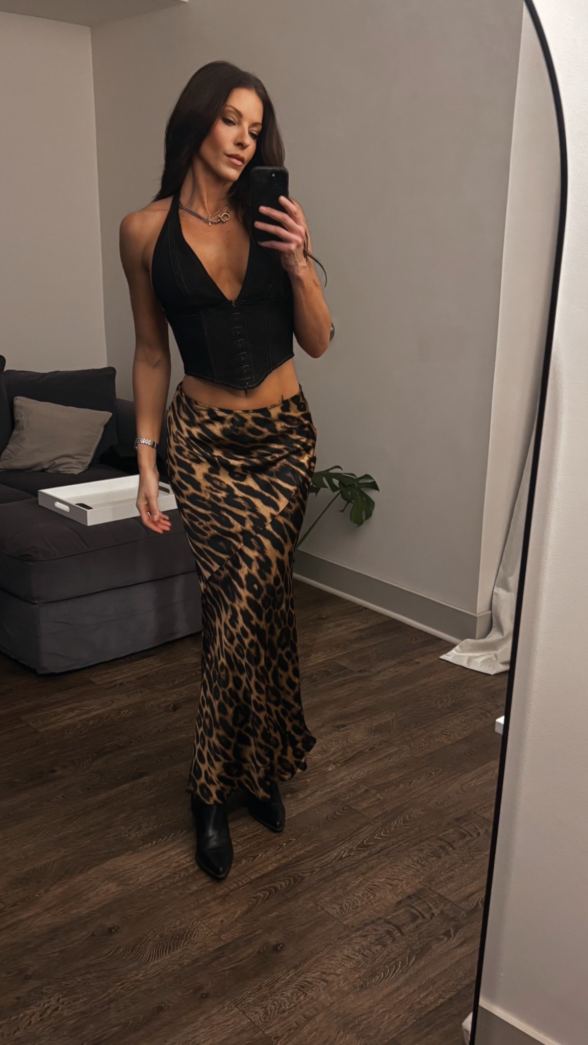 girls night out fit 🐆 🖤

use code jessicaclark_12 to save on your entire Commense order. 

the halter is Tic Toc LA and not on LTK but i’ve linked some similar styles here! 

#LTKTall