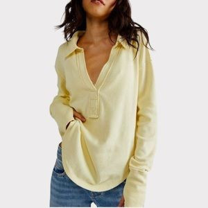 Free People We The Free Anakin Henley Thermal Top Thumbholes Yellow NWT | Poshmark