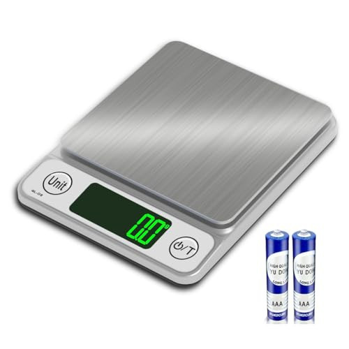 Kitchen Scale Digital Food Scale, Coffee Scale 3000g/0.1 Digital Scale Food Kitchen,7 Units Gram Scale for Baking and Cooking LCD Display Mini Food Scale (Silver(3kg/0.1)) | Amazon (US)