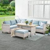 Better Homes & Gardens Brookbury 4-Piece Outdoor Wicker Patio Sectional Dining Set, White Wicker/... | Walmart (US)