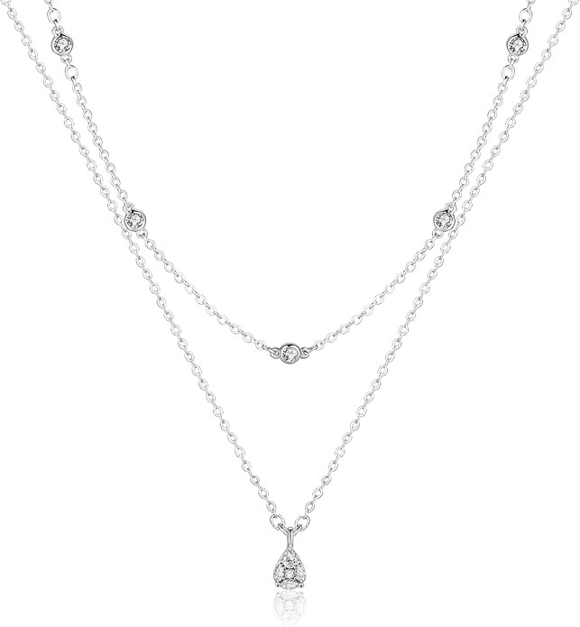 ACECHA Diamond Necklaces for Women-Dainty 18K Gold Silver Plated Choker CZ Layered Pendant with P... | Amazon (US)