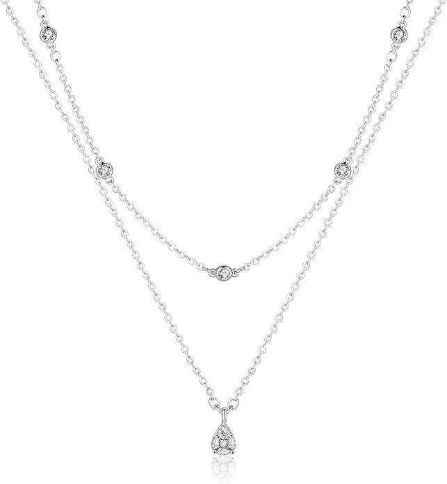 ACECHA Diamond Necklaces for Women-Dainty 18K Gold Silver Plated Choker CZ Layered Pendant with P... | Amazon (US)
