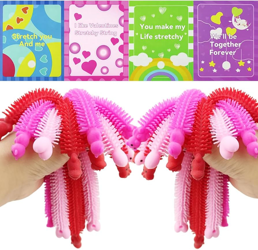 Pinkiwine 24 Pack Valentines Cards with Valentines Stretchy String Toys for Kids School Class Cla... | Amazon (US)