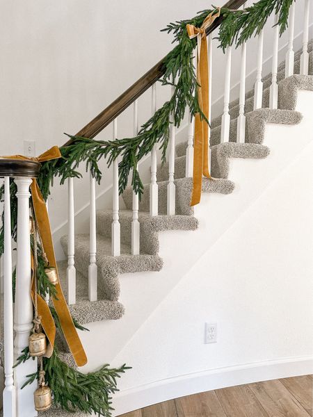 The perfect stair way Christmas decor + garland. Simple but beautiful! 

#LTKSeasonal #LTKHoliday #LTKhome
