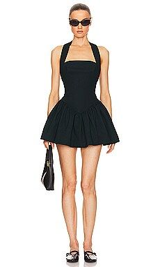 Helsa Faille Halter Mini Dress in Black from Revolve.com | Revolve Clothing (Global)