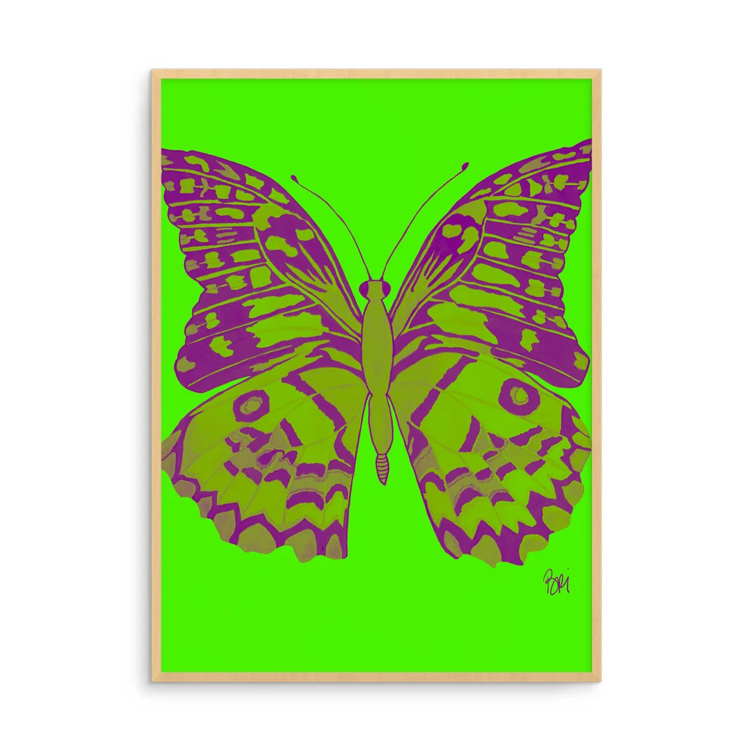 Lime Pop Art Butterfly Print - Etsy | Etsy (US)