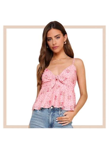 Pink floral tie front peplum cami top

#LTKfindsunder100 #LTKfindsunder50 #LTKstyletip