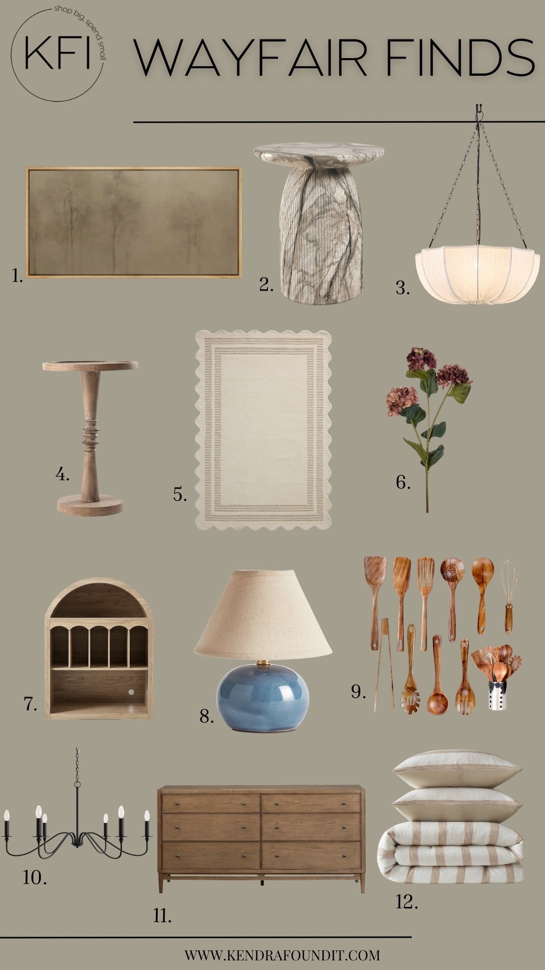 12 Wayfair finds that look SO much more expensive than they are. 🤎 I found everything from oversized wall art and statement lighting to furniture, rugs, bedding, and the prettiest little blue table lamp.

These are exactly the kinds of pieces I look for when decorating—warm wood tones, natural textures, modern organic details, and affordable finds that give you that designer look for less.

I especially love the large moody wall art (I bought it for my home office!), the scalloped rug, marble side table, wood dresser, and that gorgeous pendant light.
If you're searching for Wayfair finds, affordable home decor, modern organic decor, neutral home decor, designer look for less, affordable furniture, lighting, rugs, or home decor finds, I've linked all 12 here so they're easy to shop. 🤎

#ad #Wayfair #WayfairPartner @Wayfair

#LTKhome #LTKsale
