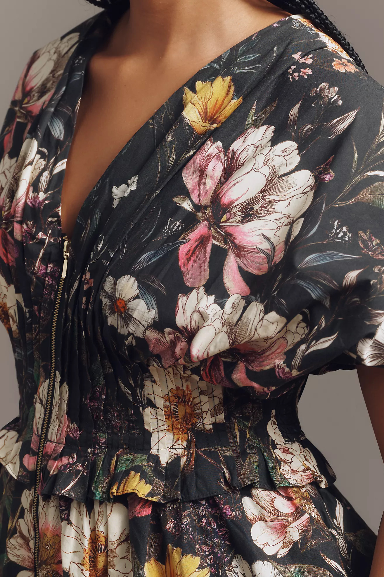 By Anthropologie V-Neck Zip-Front Midi Dress | Anthropologie (US)