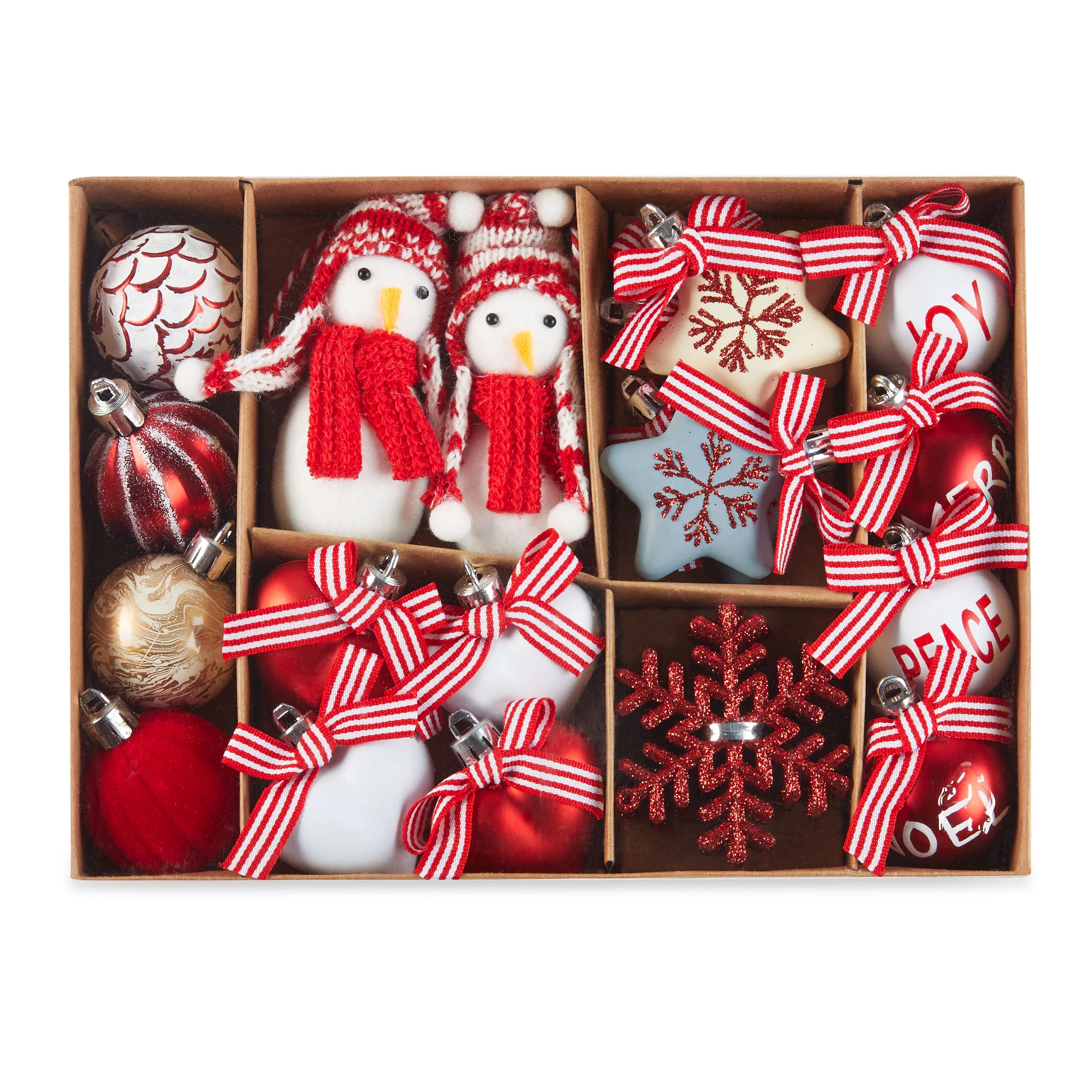 Holiday Time Red and White Christmas Ornament Set, 24 Count - Walmart.com | Walmart (US)