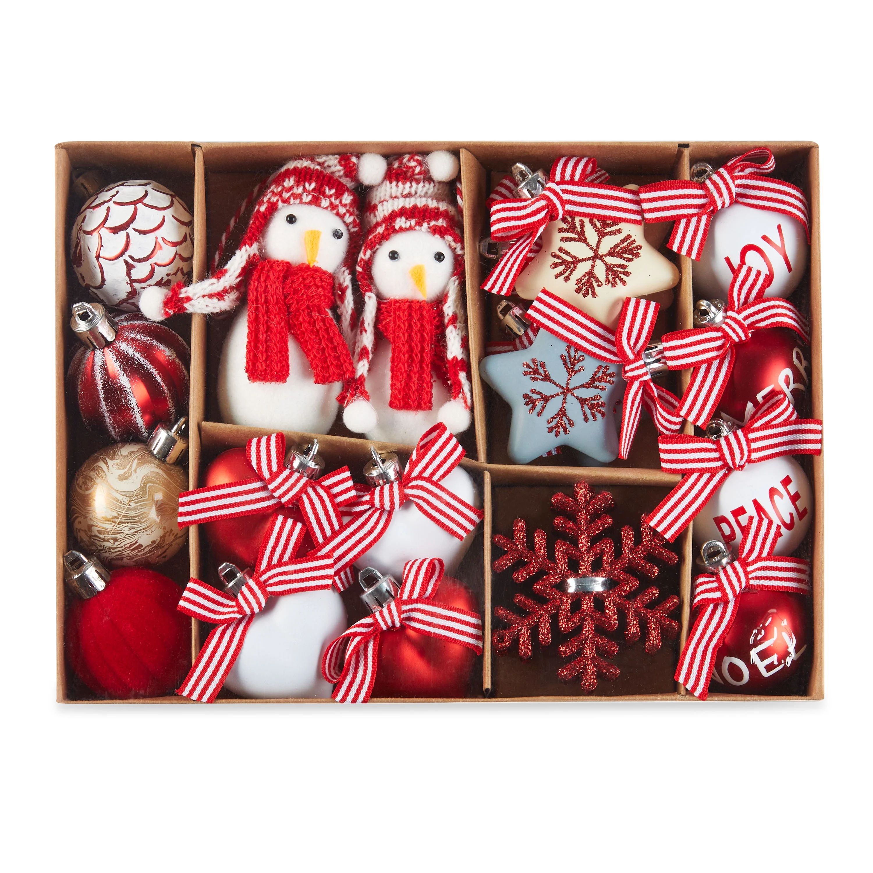 Holiday Time Red and White Christmas Mini Ornament Set, 24 Count - Walmart.com | Walmart (US)