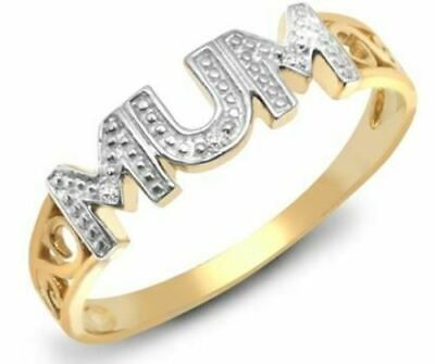9ct Gold Diamond Mum Ring Hallmarked Size L - P  Free giftbox *** NEW SEALED *** | eBay UK