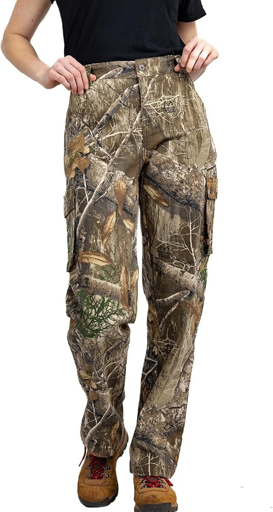 Realtree Camo Cargo Women's Pants- Pockets Lightweight Cotton Ripstop Zip-Off Pants for Hunting H... | Amazon (US)