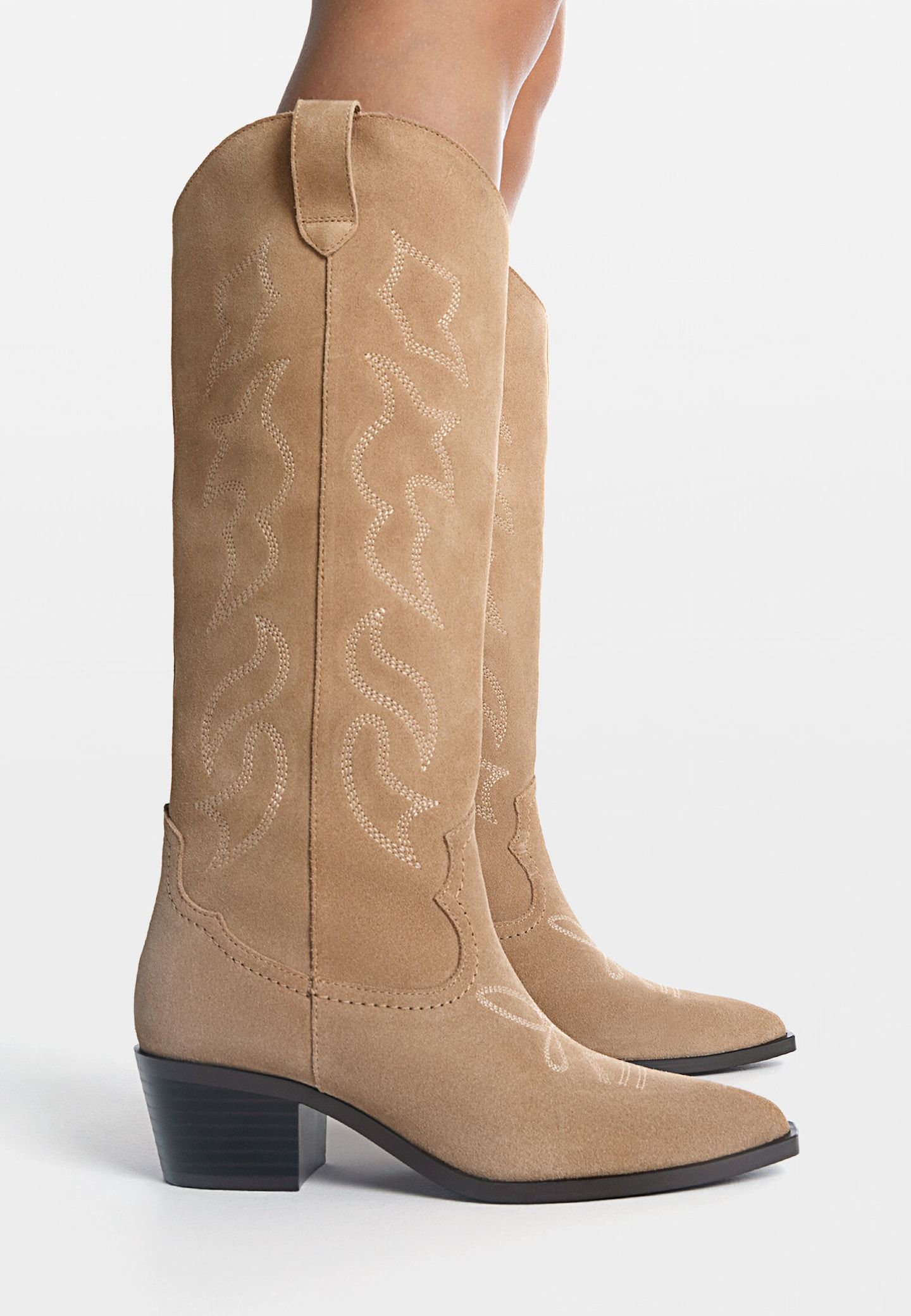 Leather cowboy boots - Women's fashion | Stradivarius United Kingdom | Stradivarius (UK)