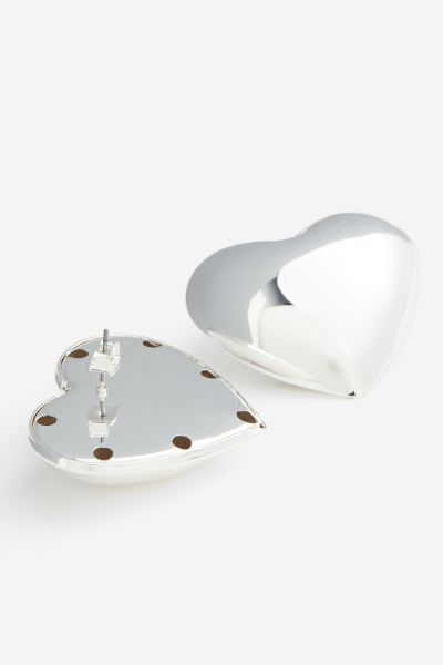 Heart-shaped earrings - Silver-coloured - Ladies | H&M GB | H&M (UK, MY, IN, SG, PH, TW, HK)