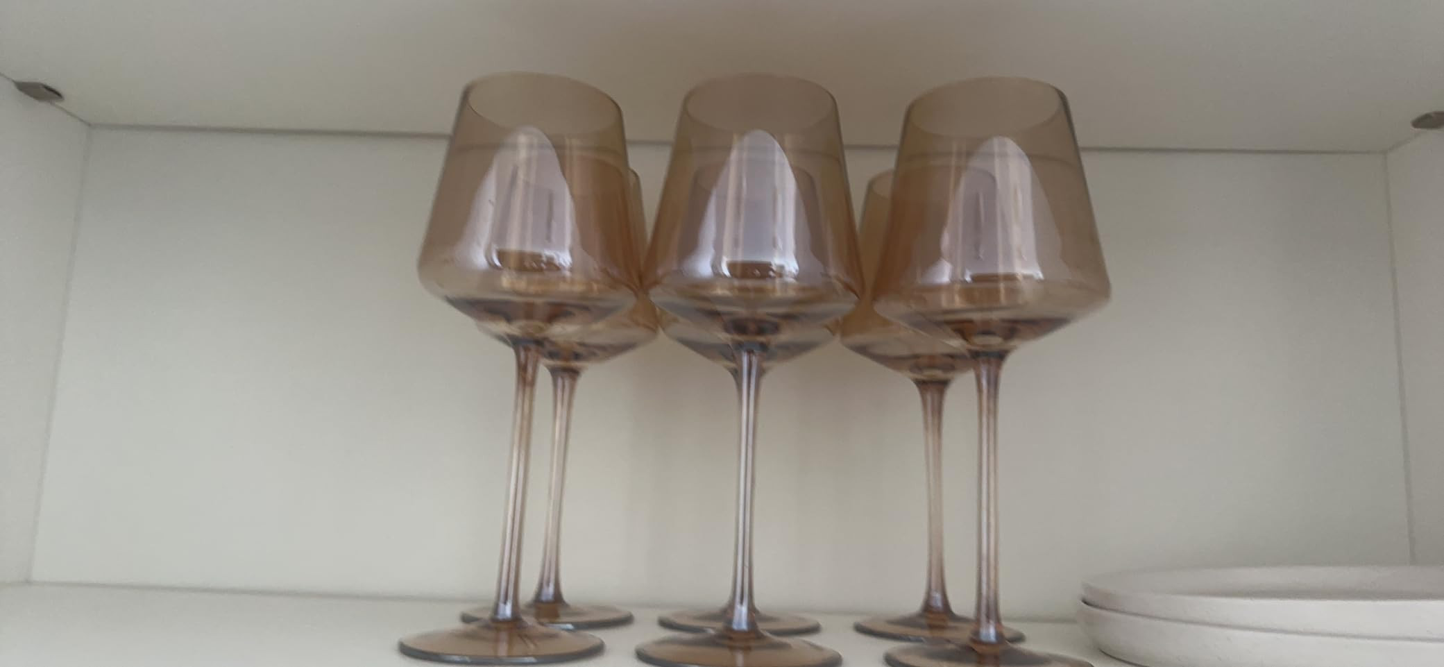 Physkoa Amber Colored Wine Glasses Set 6-16oz Stemmed Modern Amber Wine Glasses With Tall Long Stem and Flat Bottom,Amber Glassware for Home Deco,Wedding | Amazon (US)