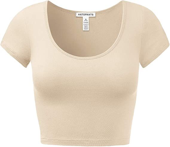 Women's Cotton Basic Scoop Neck Crop Top Short Sleeve Tops | Amazon (US)