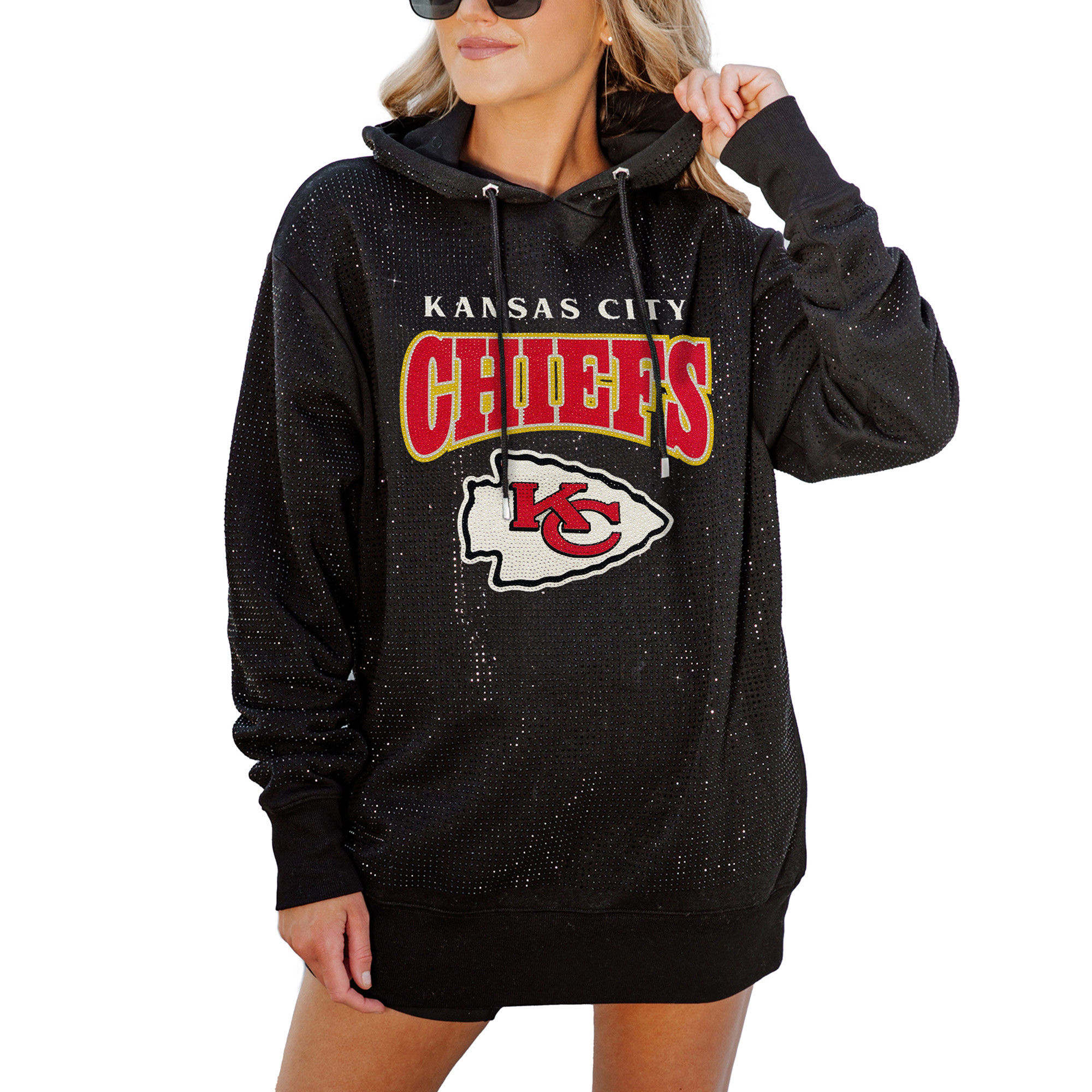 Women's Gameday Couture Black Kansas City Chiefs All-Over Micro Rhinestone Sparkle Pullover Hooded | Fanatics