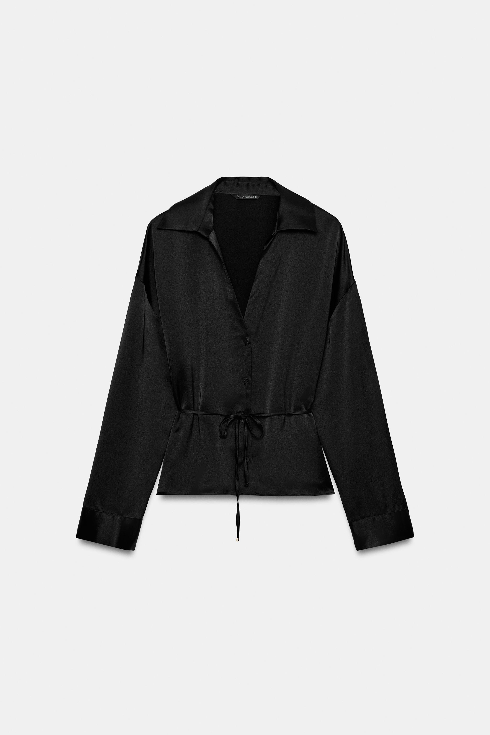 SATIN BELTED SHIRT | Zara US