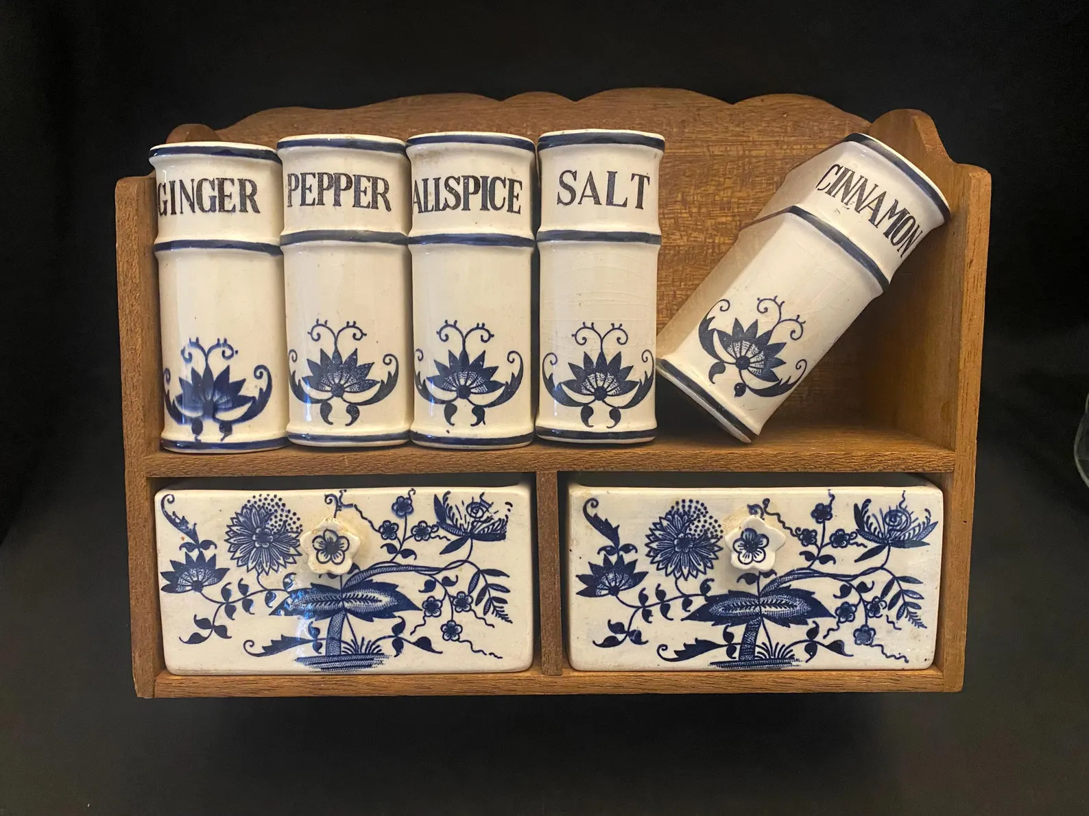 RARE Blue Onion Spice Shaker Set 8-Piece with Wooden Rack | Etsy (Global)