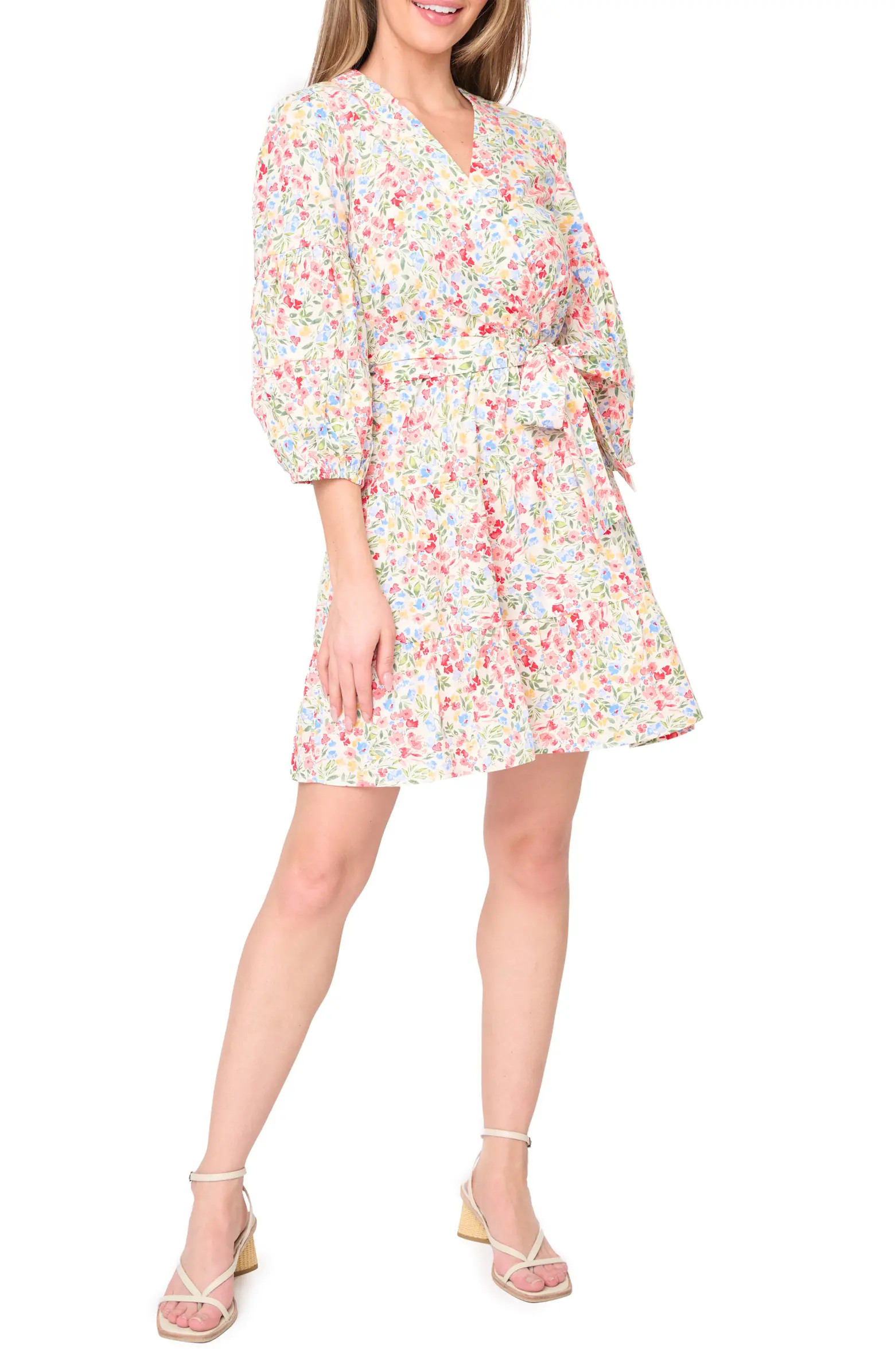 Harper Floral Poplin Faux Wrap Dress | Nordstrom