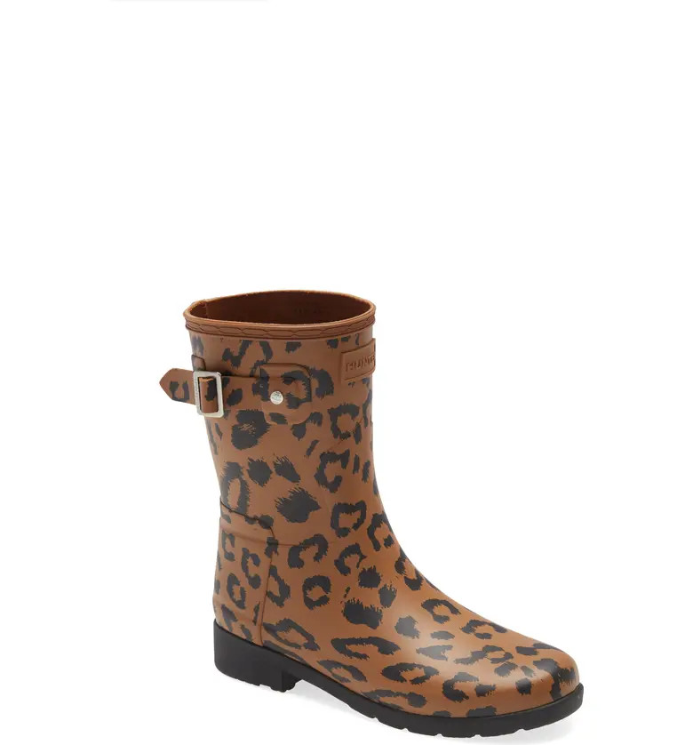 Hunter Original Leopard Print Refined Short Waterproof Rain Boot (Women) | Nordstrom | Nordstrom