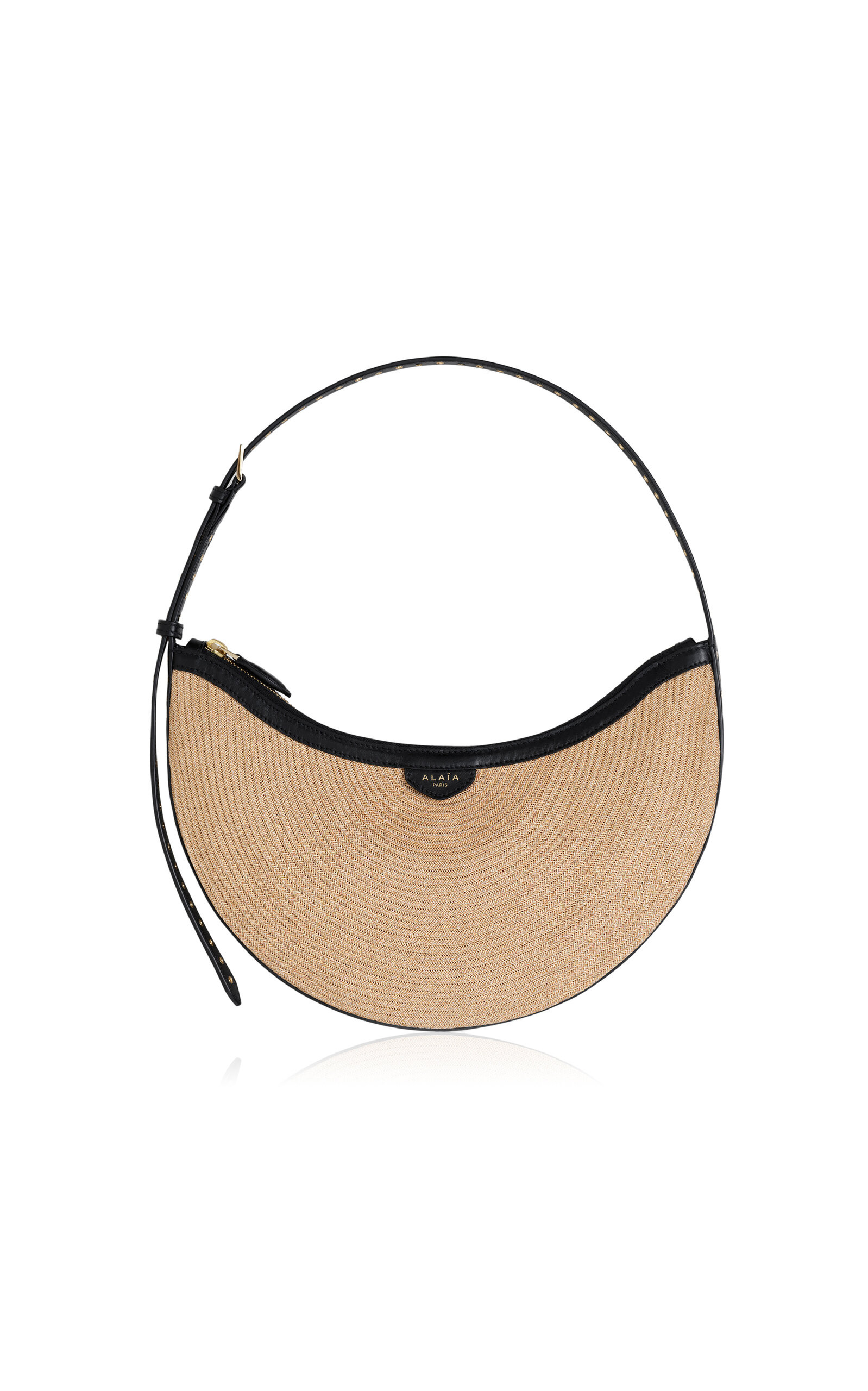 One Piece Demi Leather-Trimmed Raffia Shoulder Bag | Moda Operandi (Global)