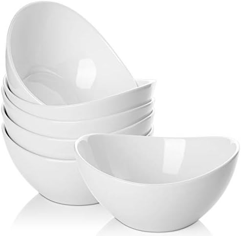 Samsle 19 Ounces Ceramic Serving Bowls, Sturdy Porcelain White Oval Salad Bowls, Stackable Food S... | Amazon (US)