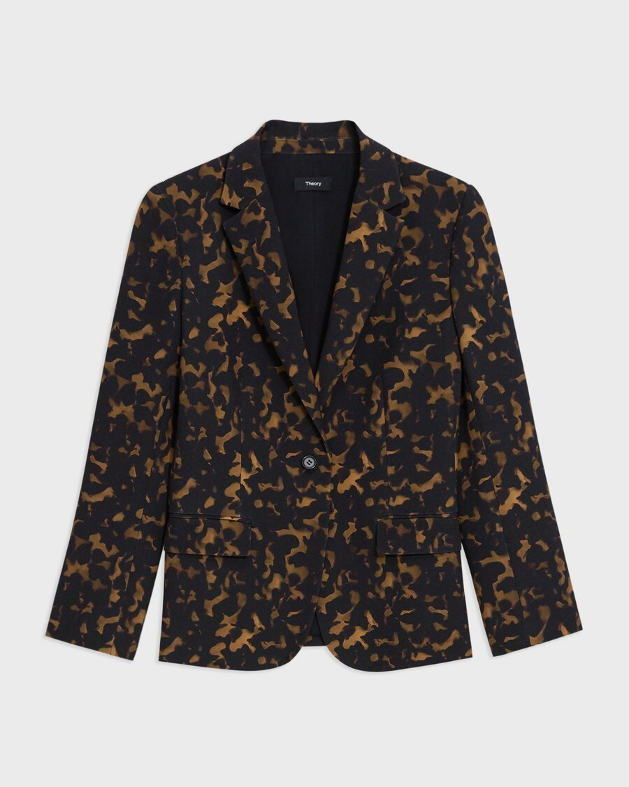 Staple Blazer in Tortoiseshell Printed Crepe | Theory