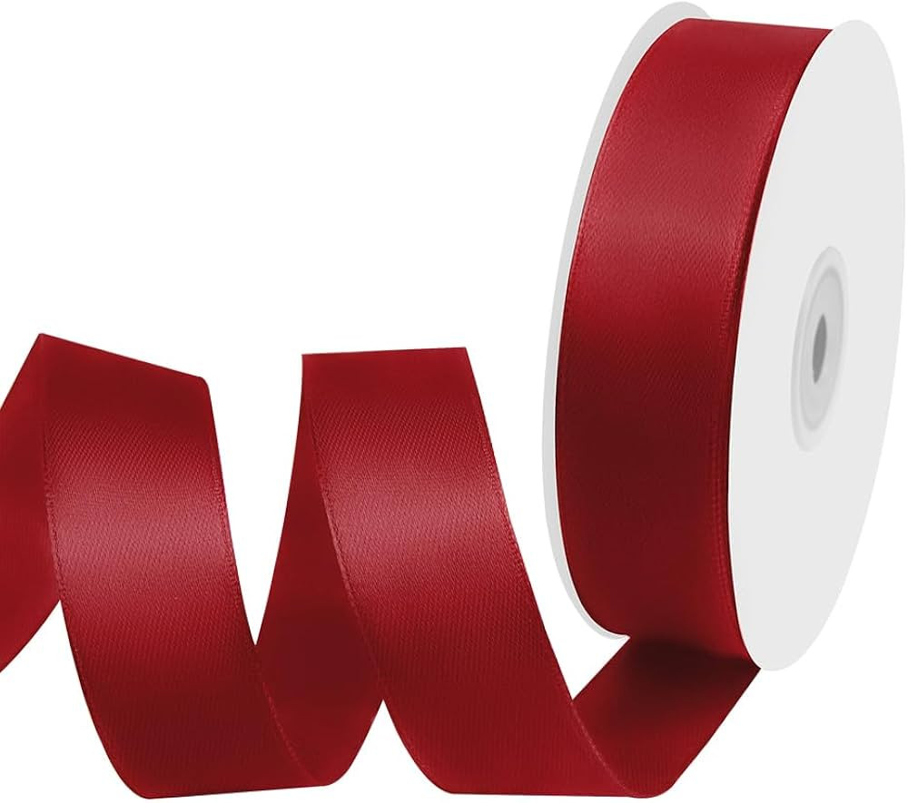 1" Width x 50 Yards Satin Fabric Ribbon, Burgundy Ribbon Perfect for DIY Bows, Swags, Gift Wrappi... | Amazon (US)