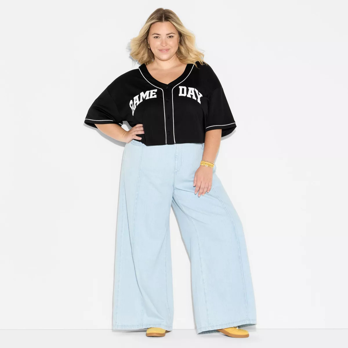 Women's Game Day Cropped Elbow Sleeve V-Neck Athletic Jersey - Wild Fable™ Burgundy 3X | Target